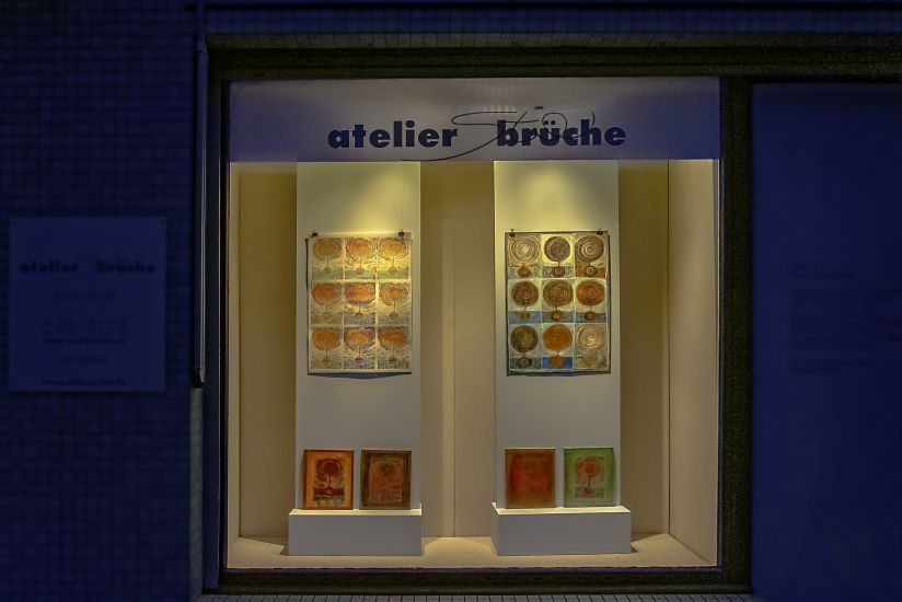 Fenster Steinblumen-Linoldrucke